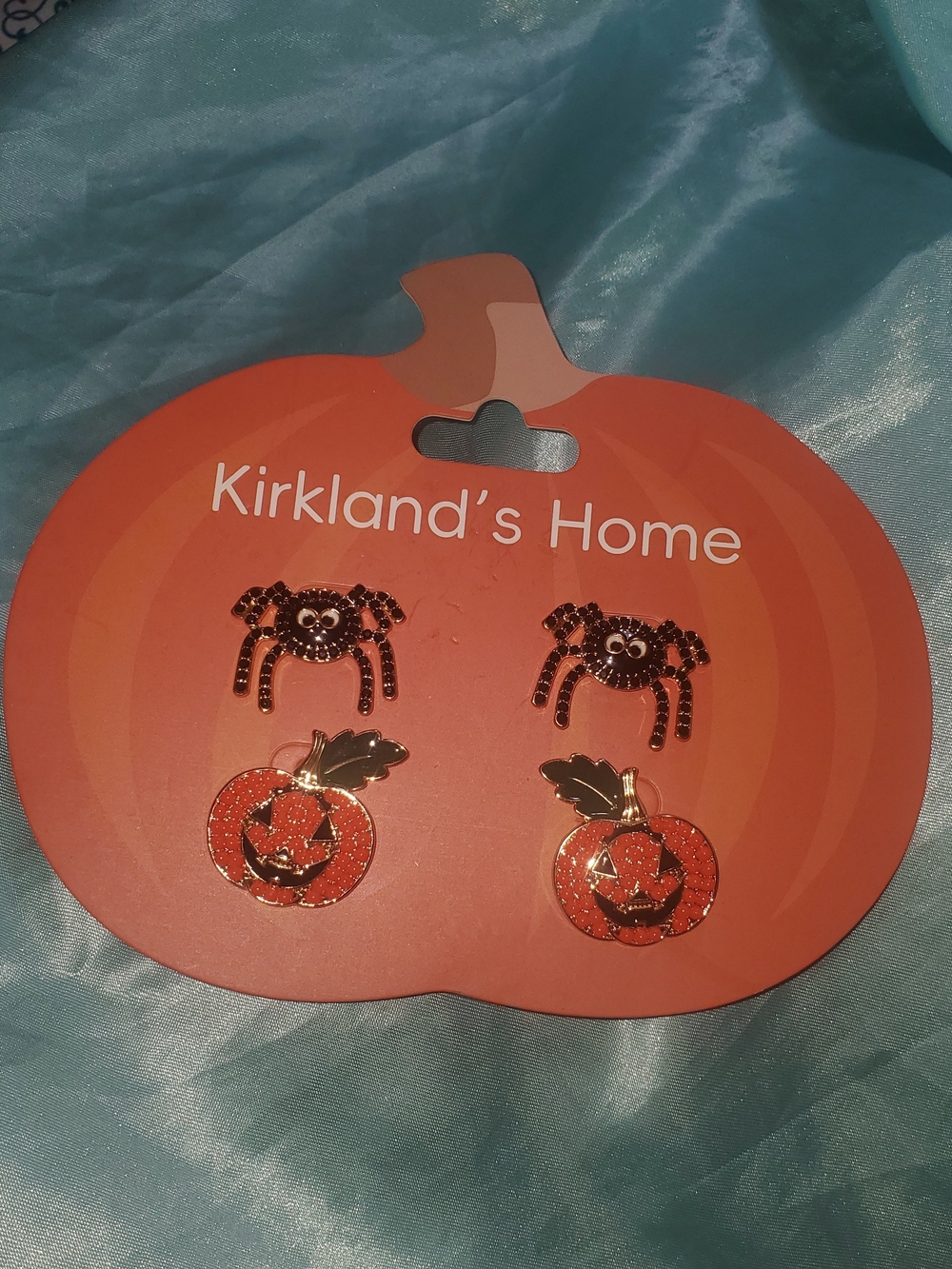 Kirkland's Home Halloween Pumpkin & Spider Earring Set - Orange/Black New